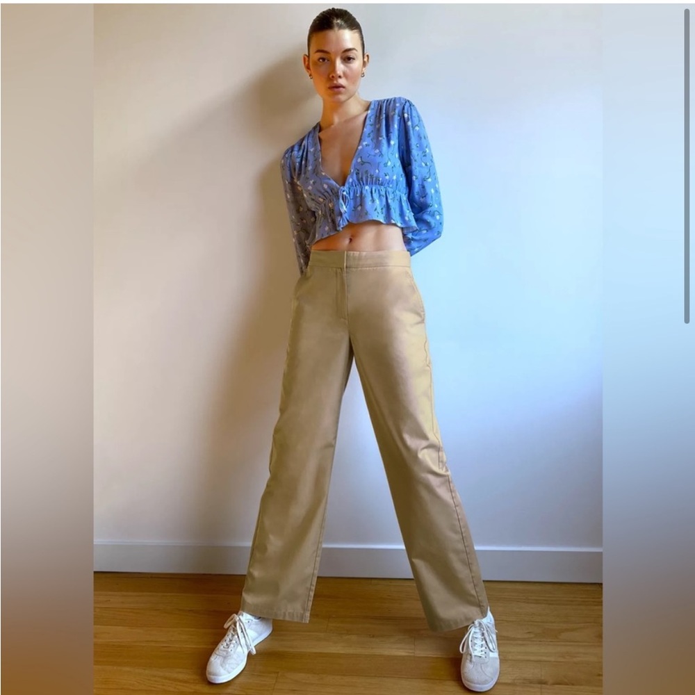 Aritzia Sunday Best Charlie Full Length Wide Leg Trouser Pant Khaki Tan size 00 - Picture 2 of 15